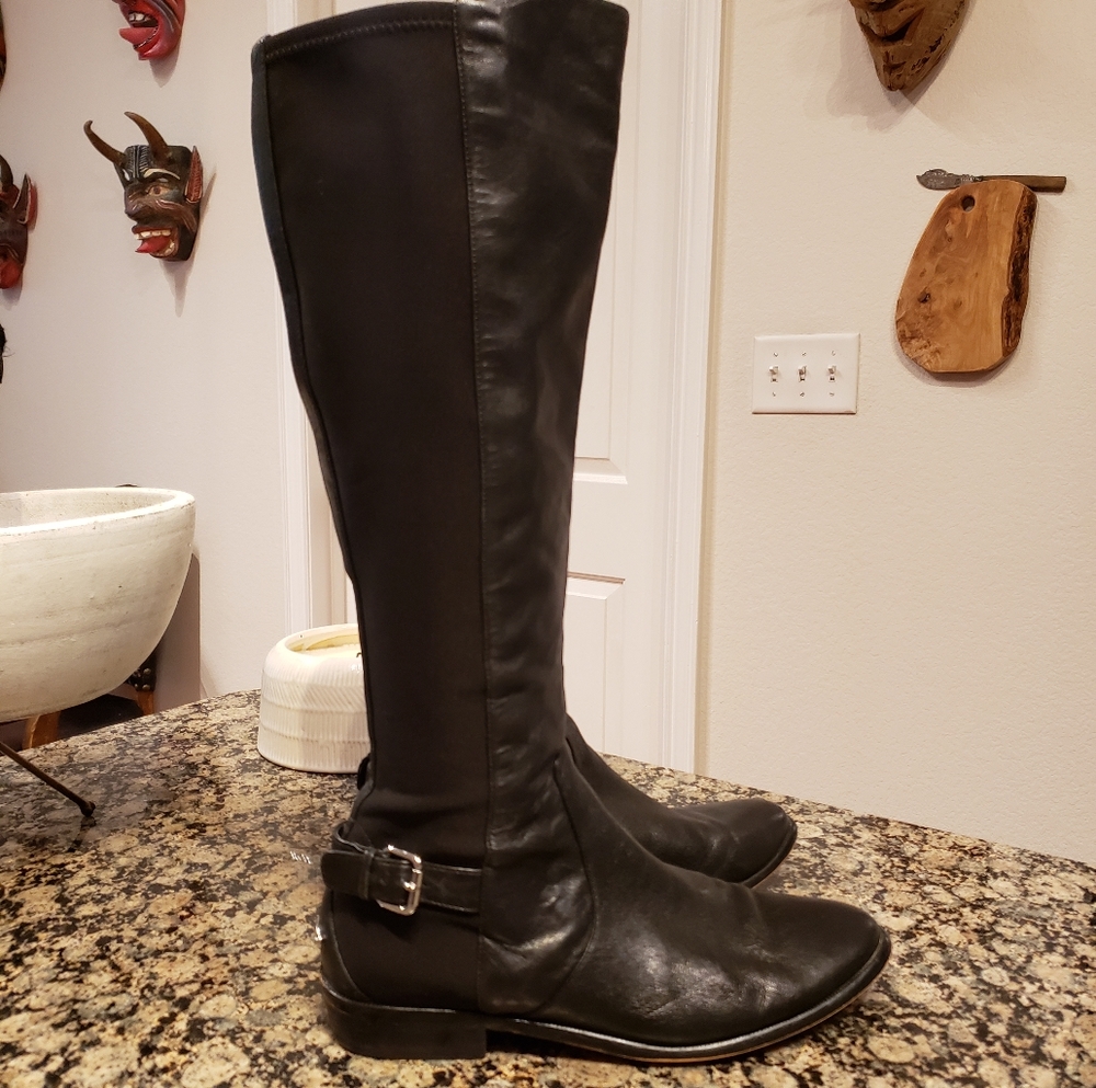 SOLD! Coach Tall Black Leather Liza Stretch Boots